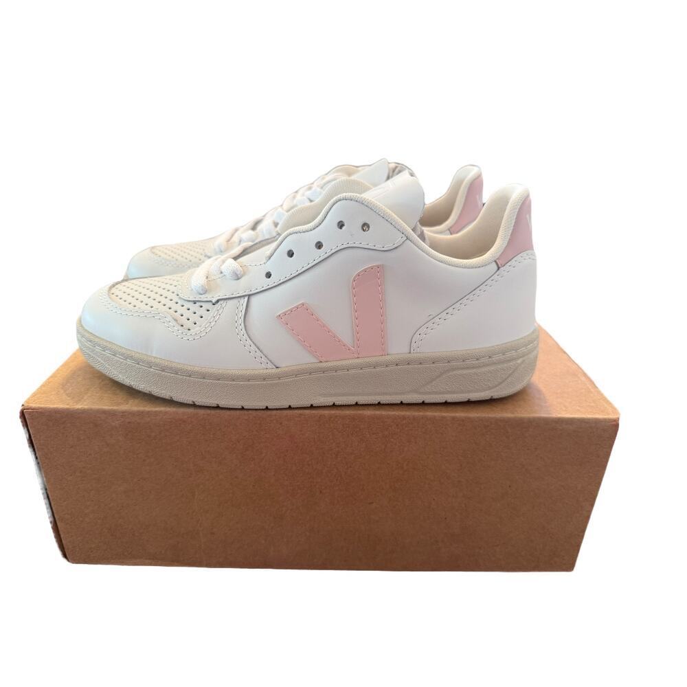 VEJA Women's White-Pink V-10 Low-Top Sneakers Size 5 - Picture 4 of 10